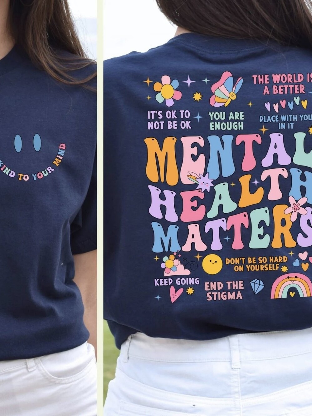 Gildan Navy Short-Sleeve 'Be Kind To Your Mind' Graphic Tee